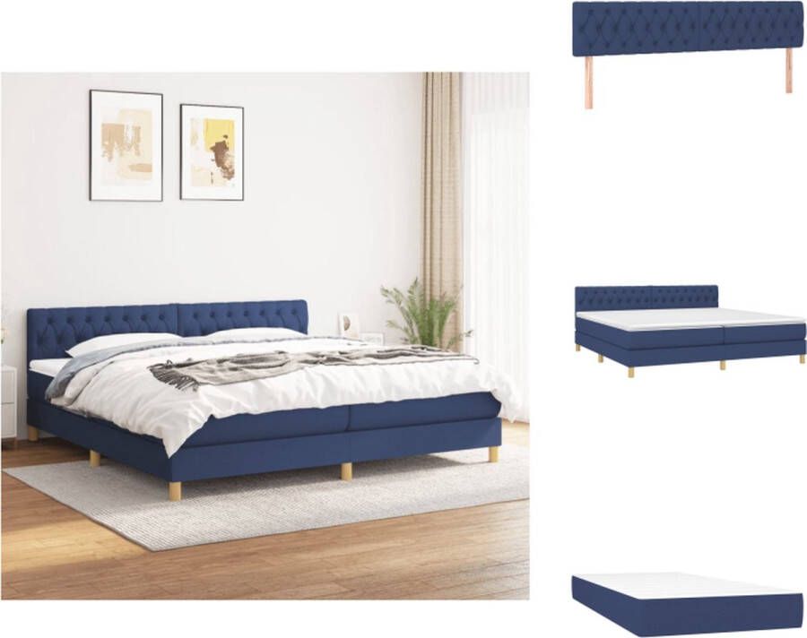 VidaXL Boxspringbed Bedframe 1 hoofdeind Matrassen 2 Topmatras 1 Blauw 203x200x78 88cm Bed