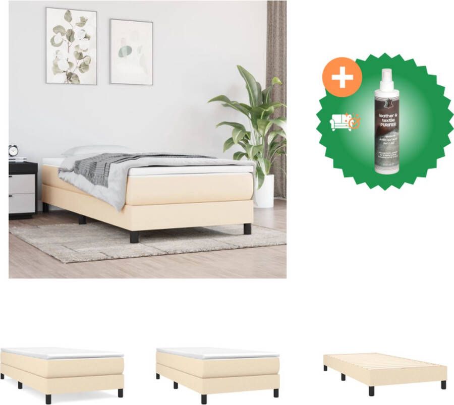 VidaXL Boxspringbed Bedframe 203x100x25 cm Pocketvering matras 100x200x20 cm Huidvriendelijk topmatras 100x200x5 cm Crème wit Duurzaam Bed Inclusief Reiniger