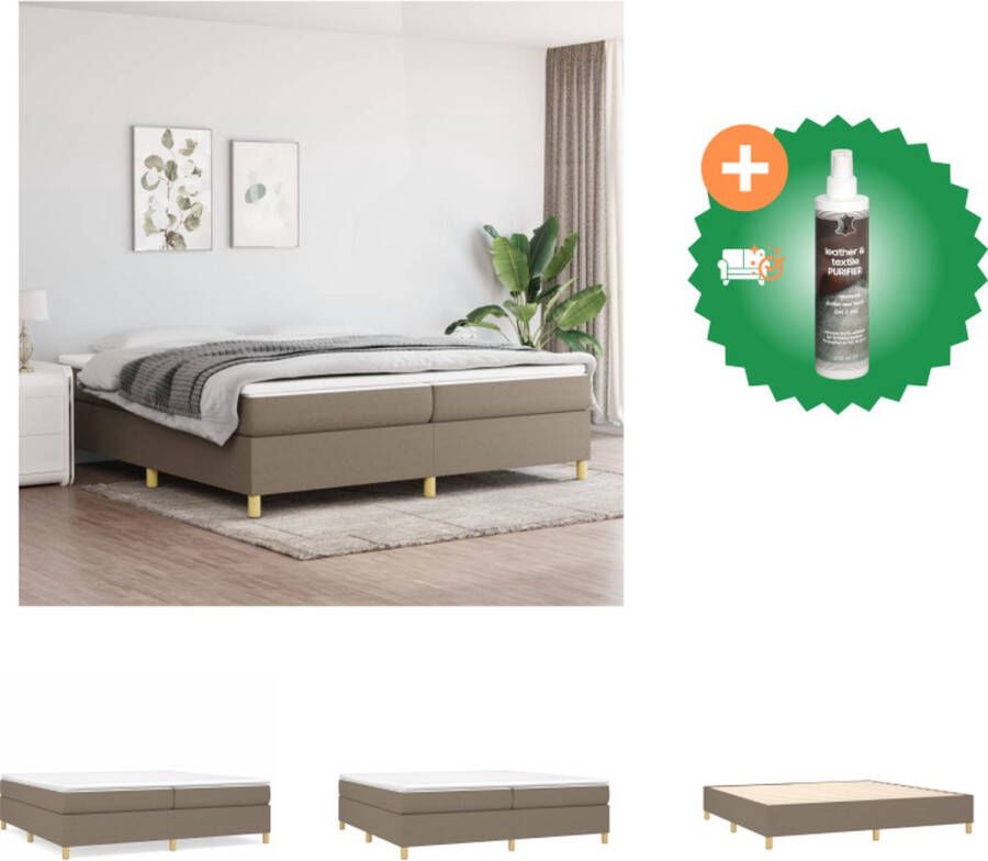 VidaXL Bedframe Boxspringbed Taupe 203x200x118 128cm Pocketvering matras Middelharde ondersteuning Huidvriendelijk topmatras Incl montagehandleiding Bed Inclusief Reiniger
