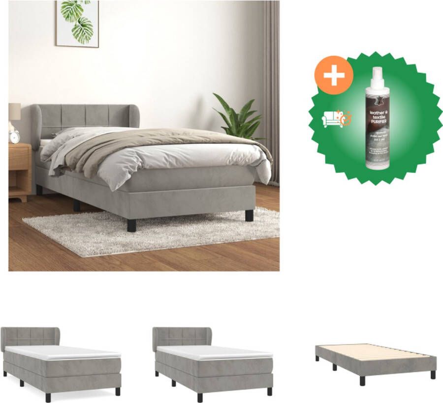 VidaXL Boxspringbed Bedframe 203x93x78 88cm Pocketvering matras 90x200x20cm Bedtopmatras 90x200x5cm Bed Inclusief Reiniger