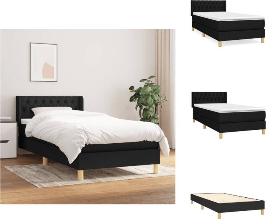 VidaXL Boxspringbed Bedframe met Hoofdbord Pocketvering Matras en Topmatras 203 x 93 x 78 88 cm Zwart Bed