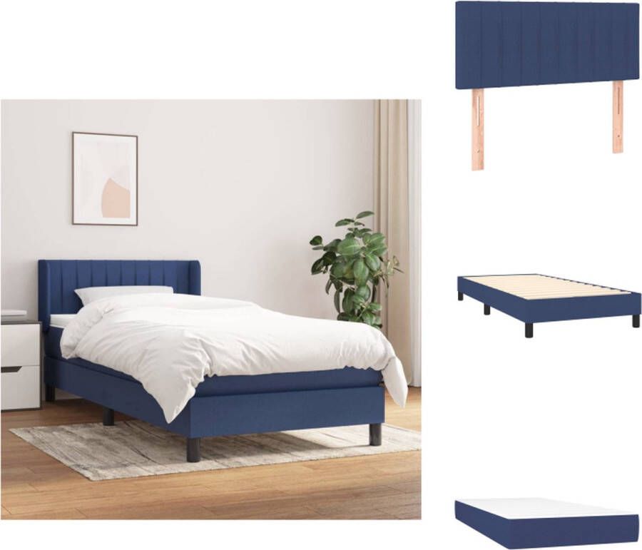 VidaXL Boxspringbed Blauw 193 x 93 x 78 88 cm Pocketvering Matras Middelharde Ondersteuning Huidvriendelijk Topmatras Inclusief Montagehandleiding Bed - Foto 2