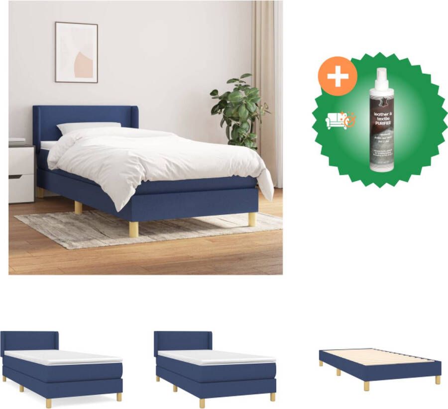 VidaXL Boxspringbed blauw 193 x 93 x 78 88 cm pocketvering matras Bed Inclusief Reiniger