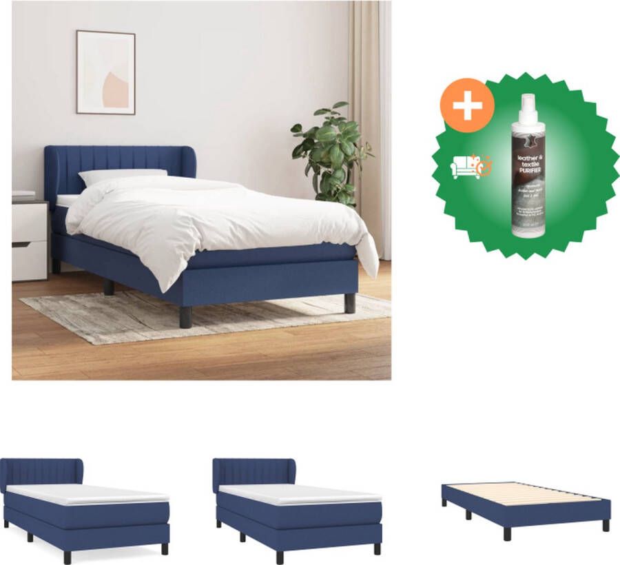 VidaXL Boxspringbed Blauw 193 x 93 x 78 88 cm Pocketvering Matras Middelharde Ondersteuning Huidvriendelijk Topmatras Inclusief Montagehandleiding Bed Inclusief Reiniger