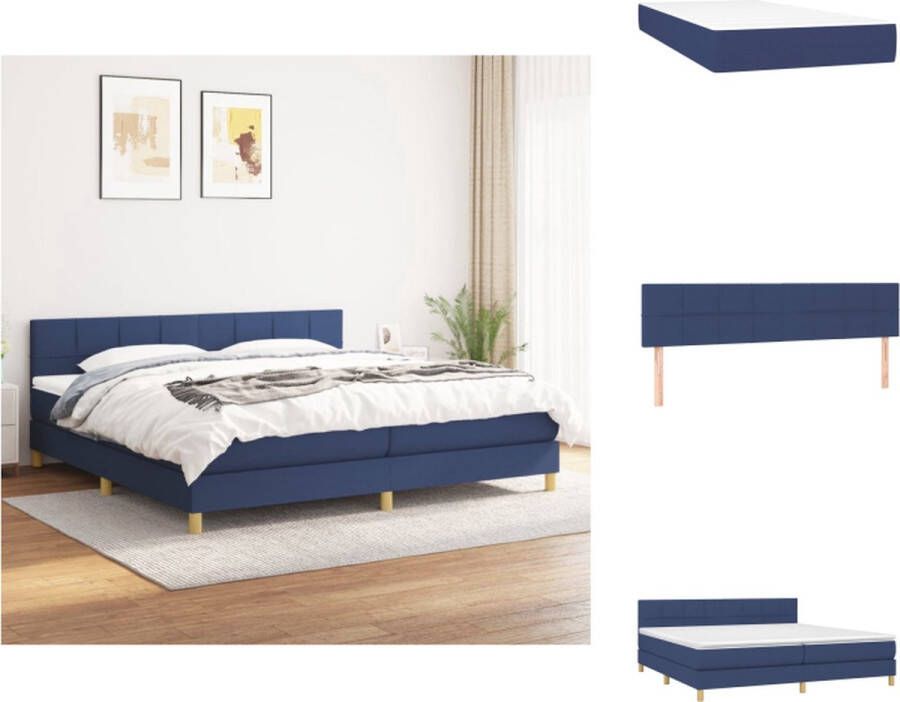 VidaXL boxspringbed blauw 203 x 200 x 78 88 cm pocketvering matras middelharde ondersteuning huidvriendelijk topmatras Bed