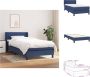 VidaXL Boxspringbed Blauw 203 x 93 x 78 88 cm Pocketvering matras Middelharde ondersteuning Huidvriendelijk topmatras Bed - Thumbnail 1