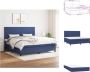 VidaXL Boxspringbed Blauw 203x200x118 128 cm Pocketvering Matras Middelharde Ondersteuning Huidvriendelijk Topmatras Bed - Thumbnail 1