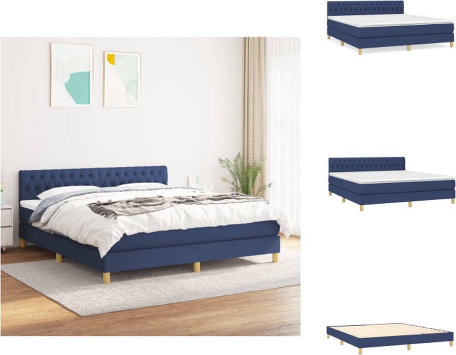 VidaXL Boxspringbed Blue 203 x 180 x 78 88 cm Pocketvering matras Medium Firm Huidvriendelijk topmatras Gratis montagehandleiding Bed