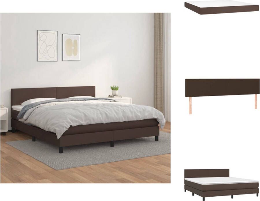 VidaXL Boxspringbed Bruin Kunstleer 203 x 160 x 78 88 cm Verstelbaar hoofdbord Pocketvering matras Middelharde ondersteuning Huidvriendelijk topmatras Inclusief montagehandleiding Bed