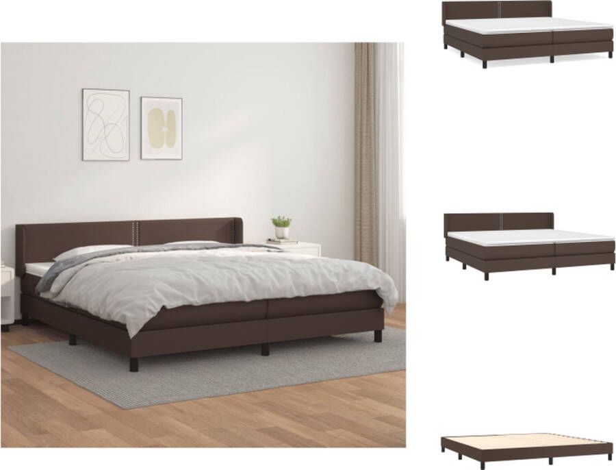VidaXL Boxspringbed Bruin Kunstleer 203 x 203 x 78 88 cm Verstelbaar hoofdbord Pocketvering matras Middelharde ondersteuning Huidvriendelijk topmatras Bed