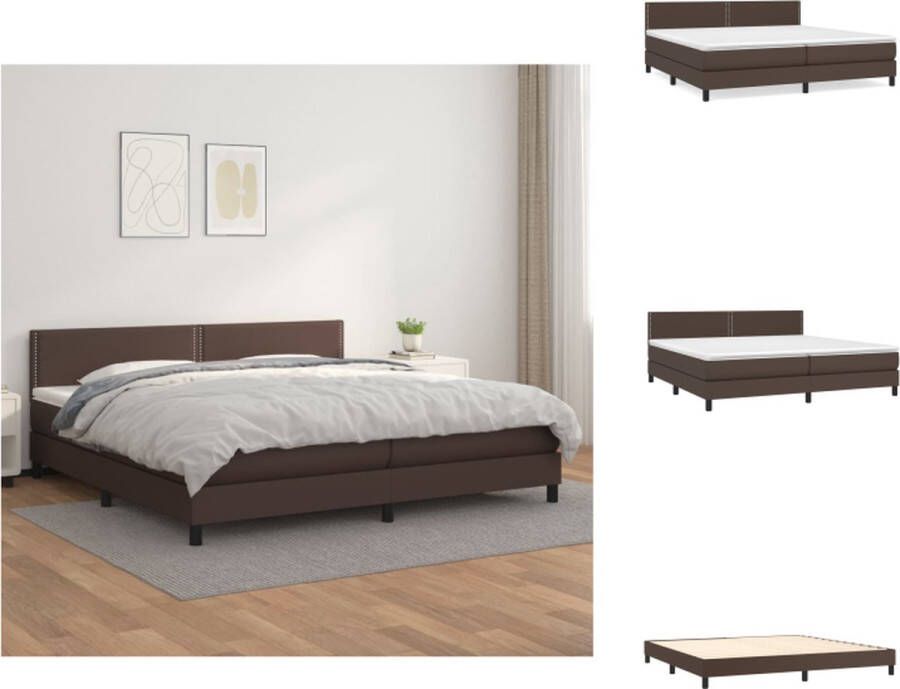 vidaXL Boxspringbed Bruin kunstleer 203x200x78 88 cm Hoogwaardige pocketvering matras Bed