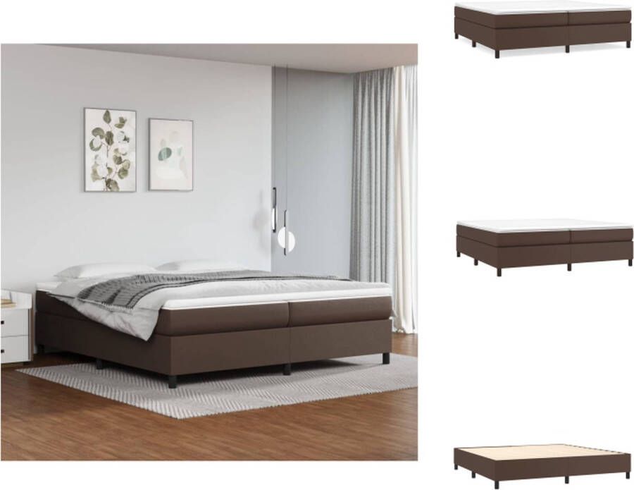 vidaXL Boxspringbed Bruin Kunstleer Pocketvering Matras Middelharde Ondersteuning Huidvriendelijk Topmatras Bed