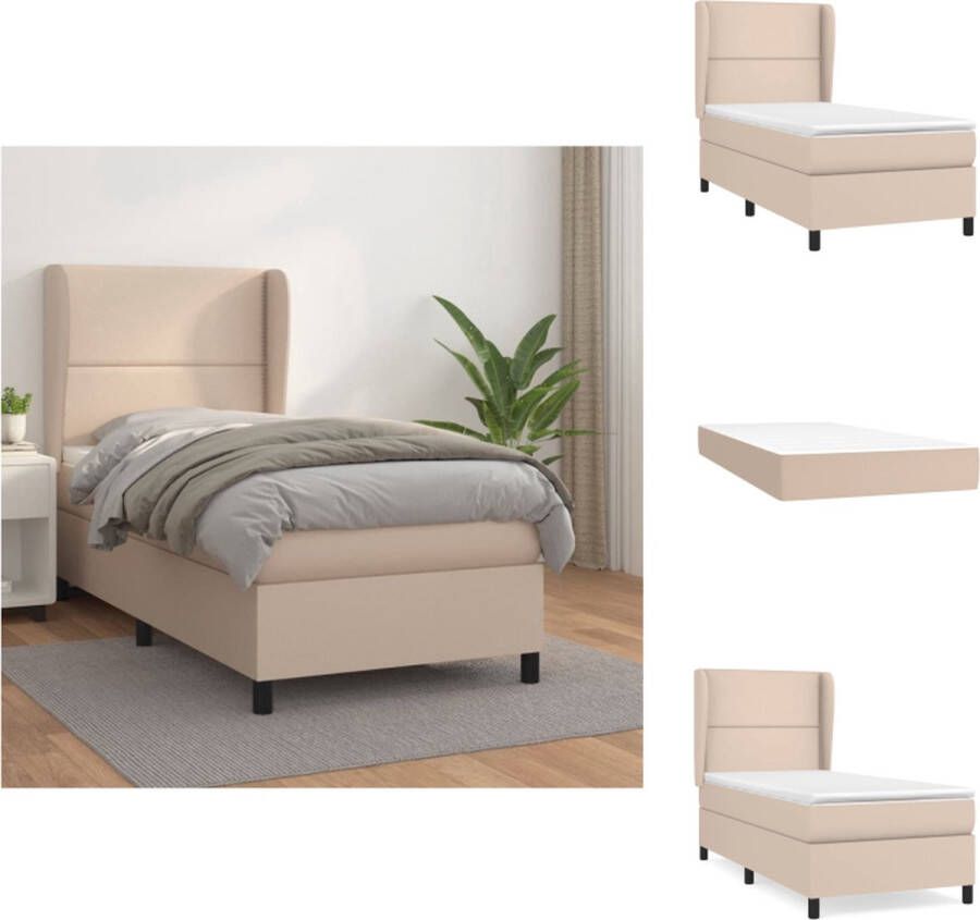 vidaXL Boxspringbed Cappuccino 203 x 83 x 118 128 cm Kunstleer Pocketvering matras Bed