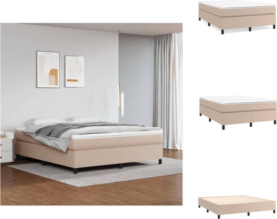 VidaXL Boxspring Boxsprings Bed Slaapmeubel Boxspring met matras kunstleer cappuccinokleurig 160x200 cm - Foto 2