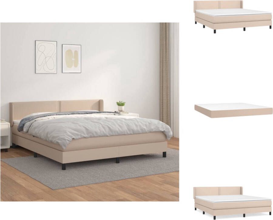 vidaXL Boxspringbed Cappuccino Kunstleer 203 x 183 x 78 88 cm Pocketvering matras Bed