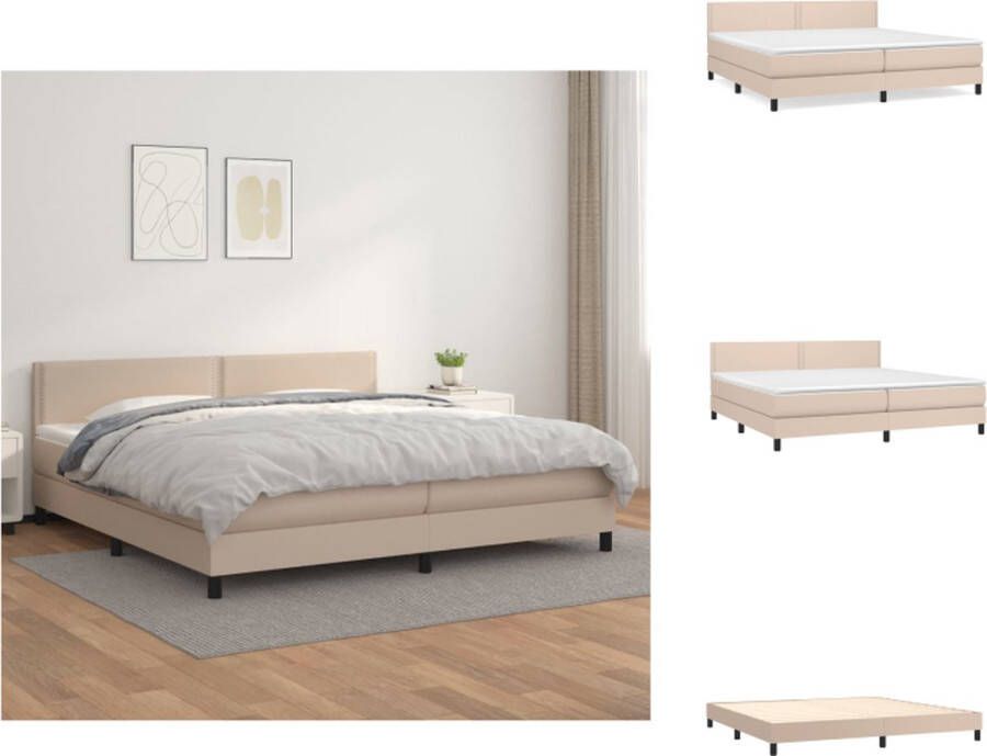 VidaXL Boxspringbed Cappuccino Kunstleer 203 x 200 x 78 88 cm Pocketvering matras Middelharde ondersteuning Huidvriendelijk topmatras Bed