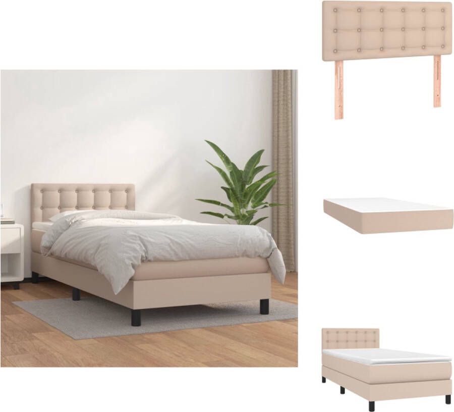 VidaXL Boxspringbed Cappuccino Kunstleer 203x100x78 88 cm Inclusief matras en topmatras Bed - Foto 1