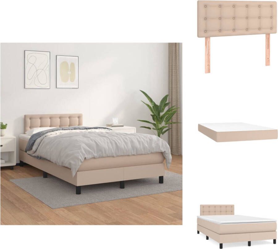VidaXL Boxspringbed Cappuccino 203 x 120 x 118 128 cm Duurzaam kunstleer Verstelbaar hoofdbord Pocketvering matras Middelharde ondersteuning Huidvriendelijk topmatras Gratis montagehandleiding Bed - Foto 6