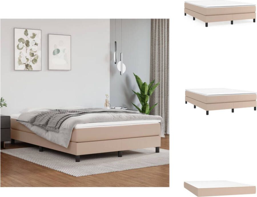 VidaXL Boxspring Boxsprings Bed Slaapmeubel Boxspring met matras kunstleer cappuccinokleurig 140x200 cm - Foto 2