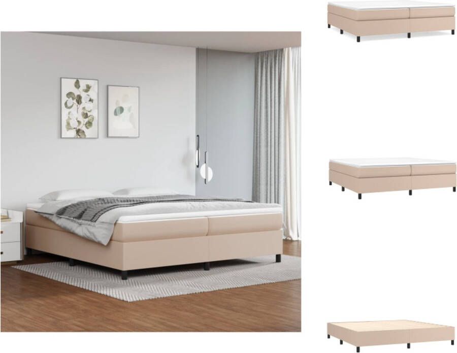 VidaXL Boxspringbed Cappuccino Kunstleer Pocketvering Middelharde ondersteuning Huidvriendelijk topmatras 203x200x35cm 2 matrassen 1 topmatras Bed