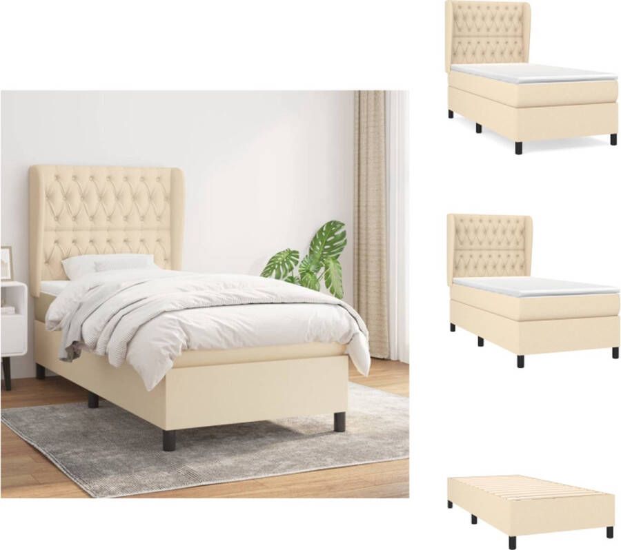 VidaXL Boxspringbed Classic Bed 193x93x118 128 cm Crème Bed