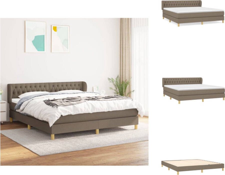 VidaXL Boxspringbed Classic s King Size taupe 203 x 183 x 78 88 cm pocketveringmatras middelharde ondersteuning huidvriendelijk topmatras inclusief montagehandleiding Bed