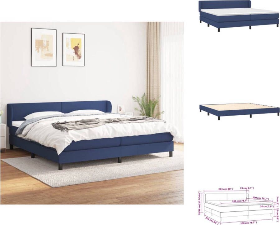 vidaXL Boxspringbed Comfort 203x203x78 88 cm Blauw Pocketvering matras Bed