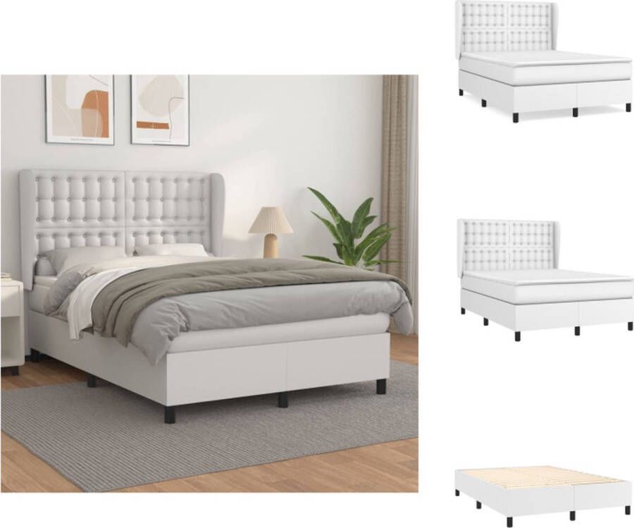 VidaXL Boxspring Bed Kunstleer 203x147x118 128 Hoogwaardig materiaal Verstelbaar hoofdbord Pocketvering matras Middelharde ondersteuning Huidvriendelijk topmatras Hygiënebeleid Montagehandleiding inbegrepen Bed - Foto 2