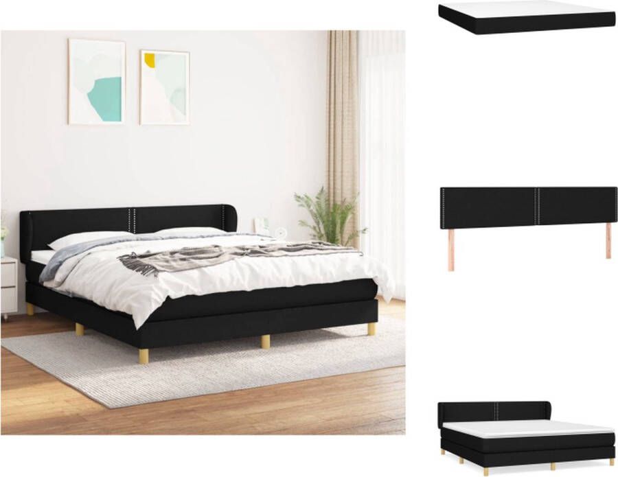 VidaXL Boxspringbed Comfort Bed 180x200 Zwart Met verstelbaar hoofdbord en pocketvering matras Bed