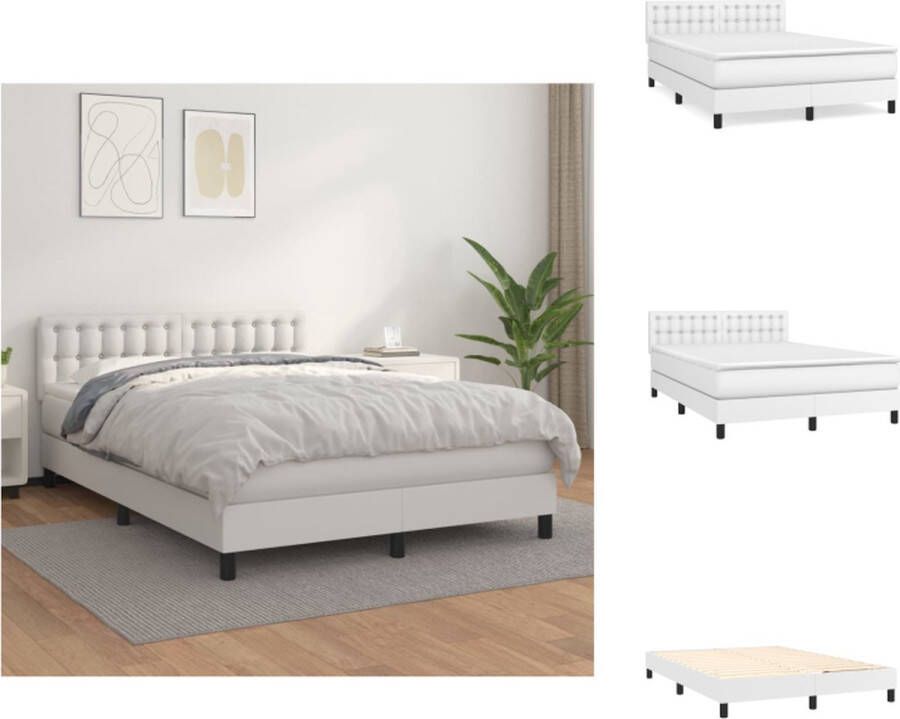 VidaXL Boxspring Boxsprings Bed Slaapmeubel Boxspring met matras kunstleer wit 140x190 cm - Foto 2
