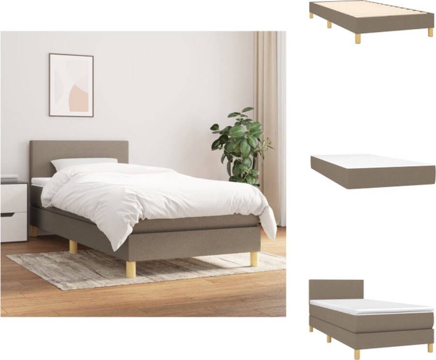 VidaXL Boxspringbed Comfort Bed 203 x 100 x 78 88 cm Taupe Pocketvering matras Middelharde ondersteuning Huidvriendelijk topmatras Inclusief montagemateriaal Bed