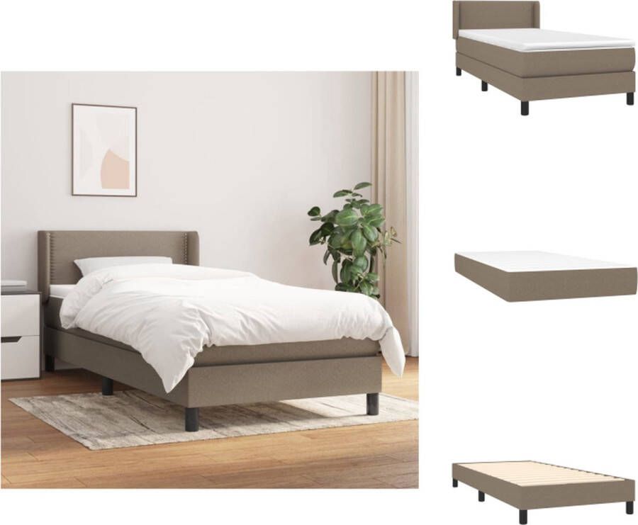 VidaXL Boxspringbed Comfort Bed 203 x 103 x 78 88 cm Taupe Pocketvering matras Middelharde ondersteuning Huidvriendelijke topmatras Bed