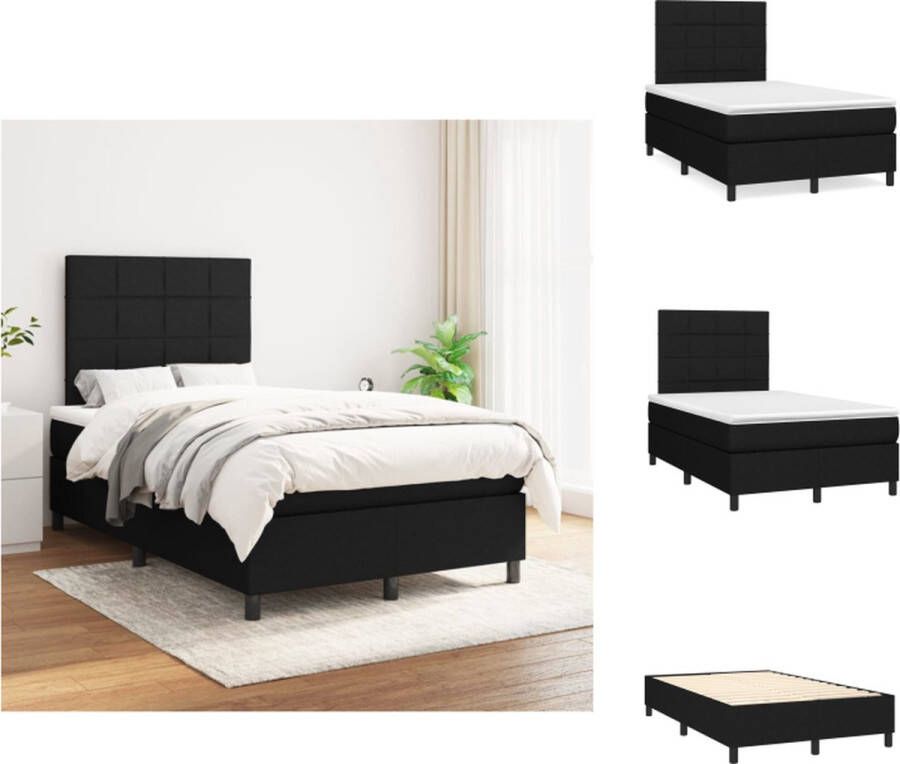 VidaXL Boxspringbed Comfort Bed 203 x 120 x 118 128 cm Zwart Pocketvering matras Bed - Foto 1