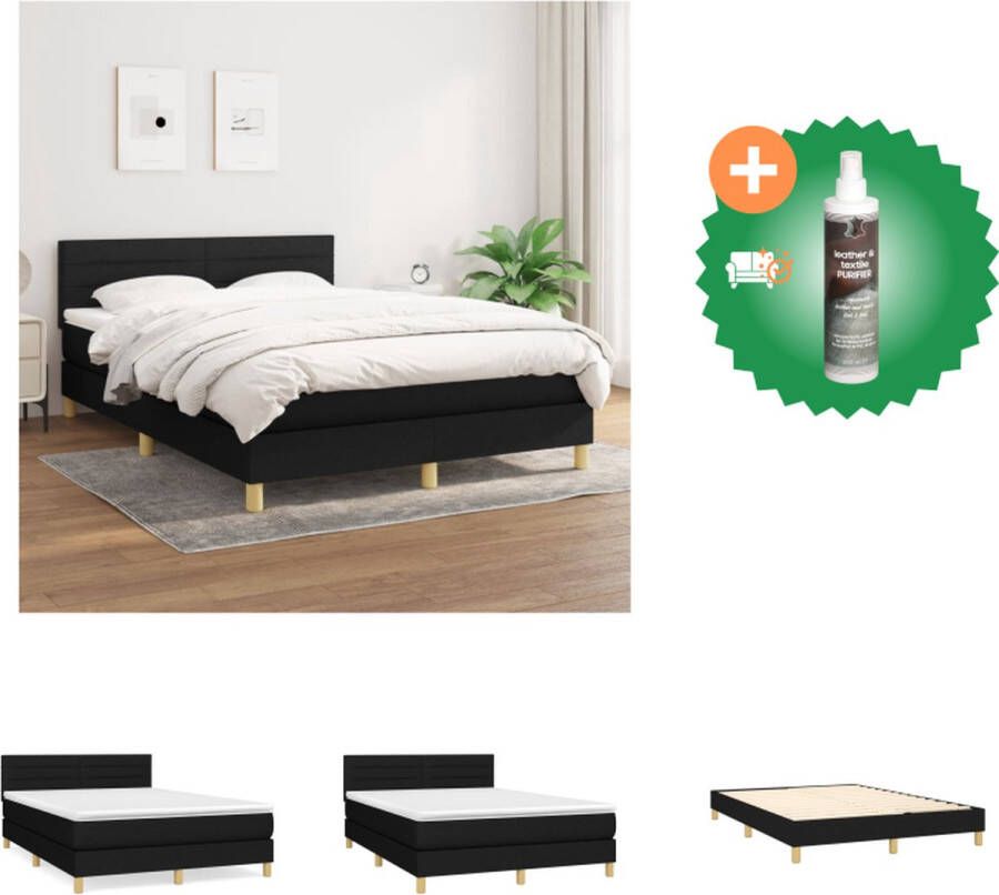 VidaXL Boxspringbed Comfort Bed 203 x 144 x 78 88 cm Zwart Bed Inclusief Reiniger