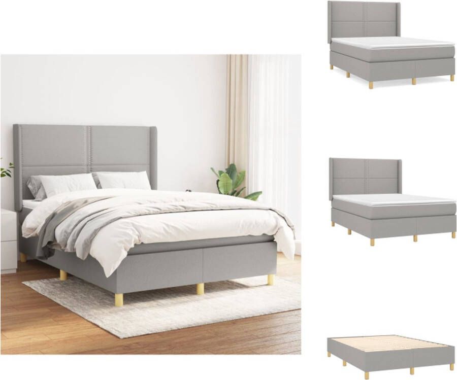 VidaXL Boxspringbed Comfort bed 203 x 147 x 118 128 cm lichtgrijs Bed
