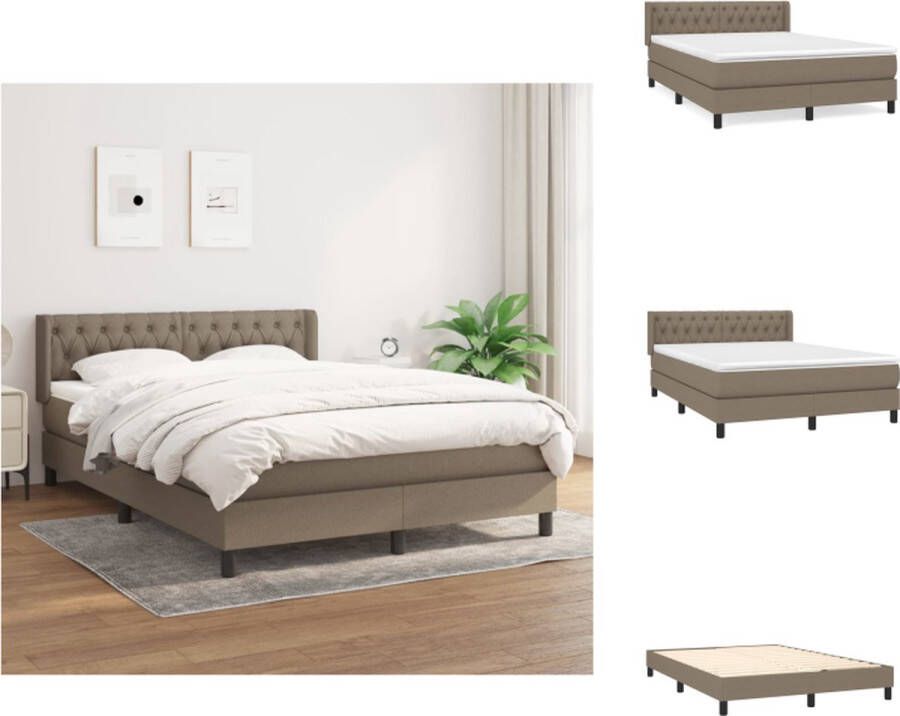 VidaXL Boxspringbed Comfort Bed 203 x 147 x 78 88 cm Middelharde ondersteuning Pocketvering matras Huidvriendelijk topmatras Kleur taupe Inclusief montagehandleiding Bed - Foto 1