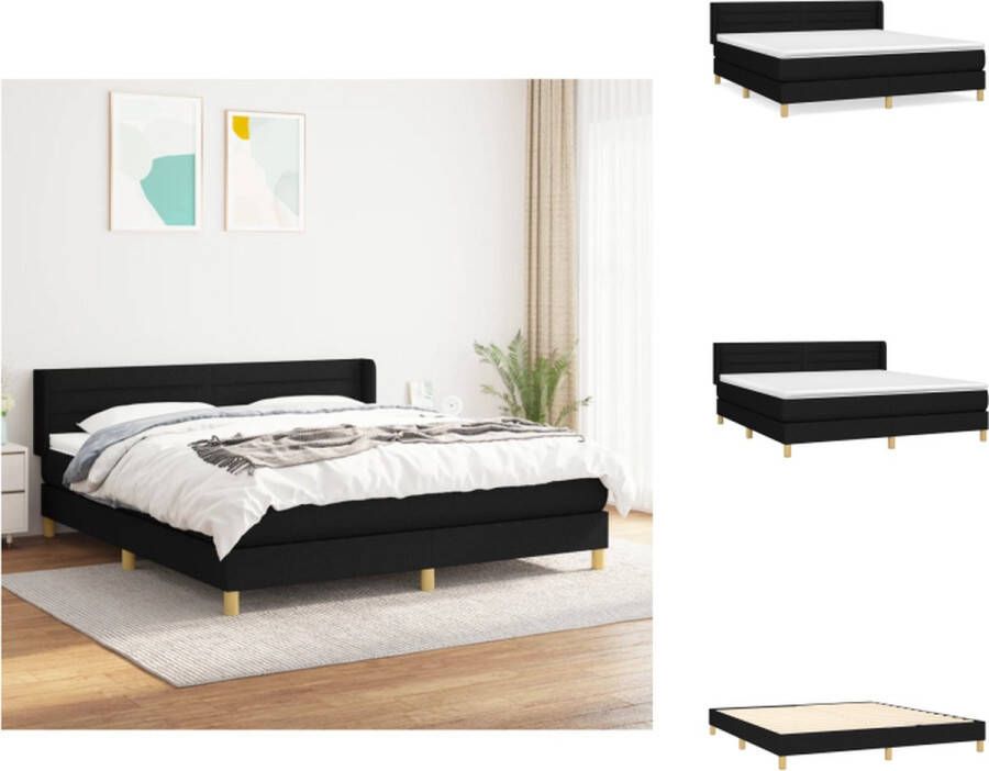 vidaXL Boxspringbed Comfort Bed 203 x 163 x 78 88 cm Zwart Pocketvering matras Middelharde ondersteuning Huidvriendelijk topmatras Bed