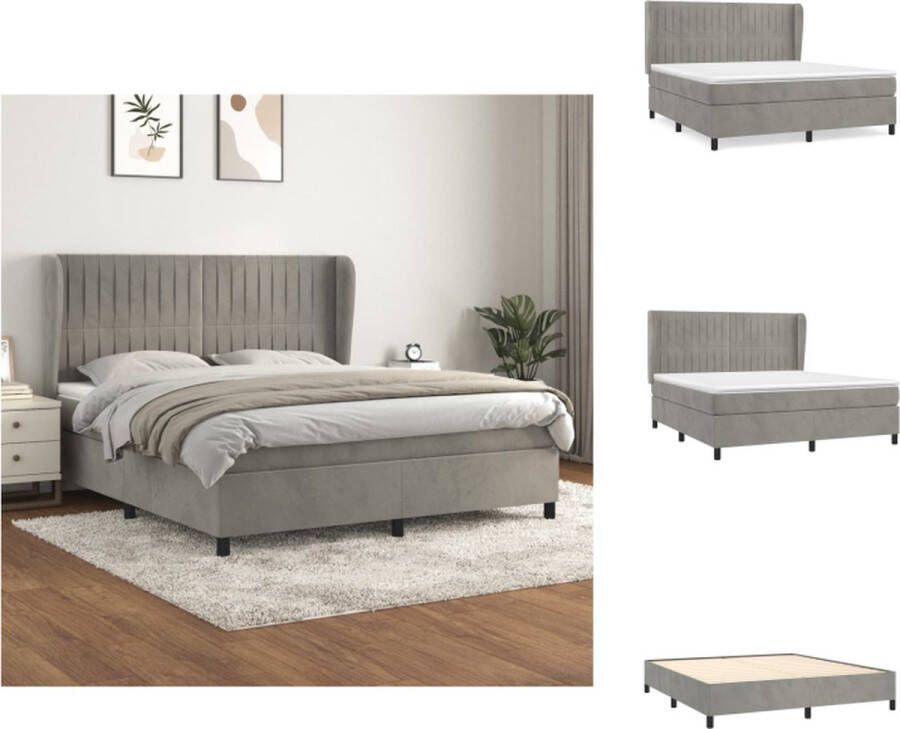 VidaXL Boxspringbed Comfort Bed 203 x 183 x 118 128 cm Fluweel Pocketvering Middelharde ondersteuning Huidvriendelijk Bed - Foto 3