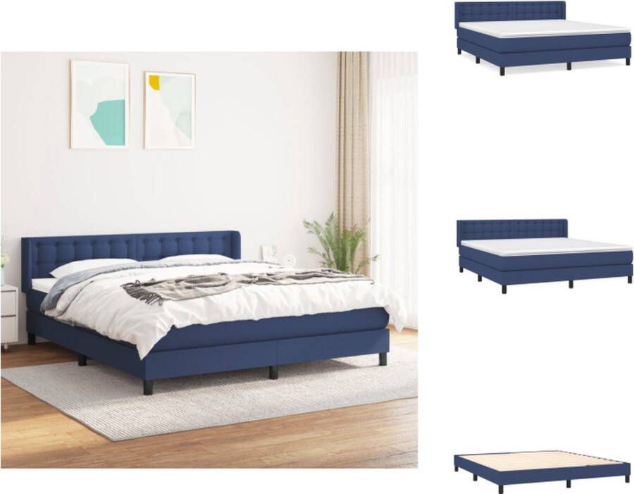 VidaXL Boxspringbed Blauw 203 x 183 x 78 88 cm Pocketvering matras Middelharde ondersteuning Huidvriendelijk topmatras Inclusief montagehandleiding Bed - Foto 2