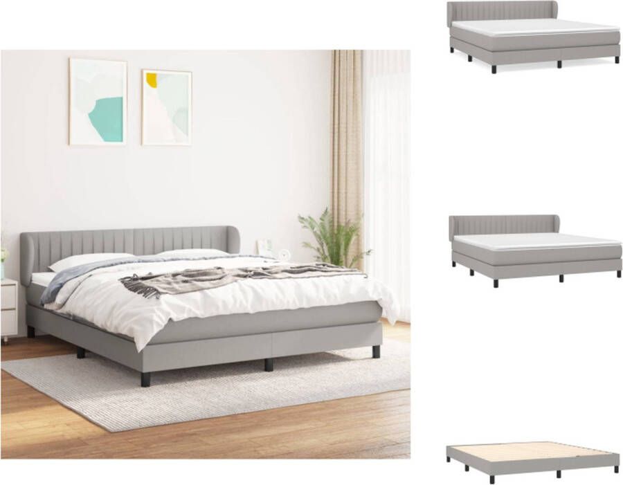 VidaXL Boxspringbed Pocketvering matras Hoofdbord verstelbaar Middelharde ondersteuning Huidvriendelijk topmatras Lichtgrijs 203x183x78 88cm Bed - Foto 2