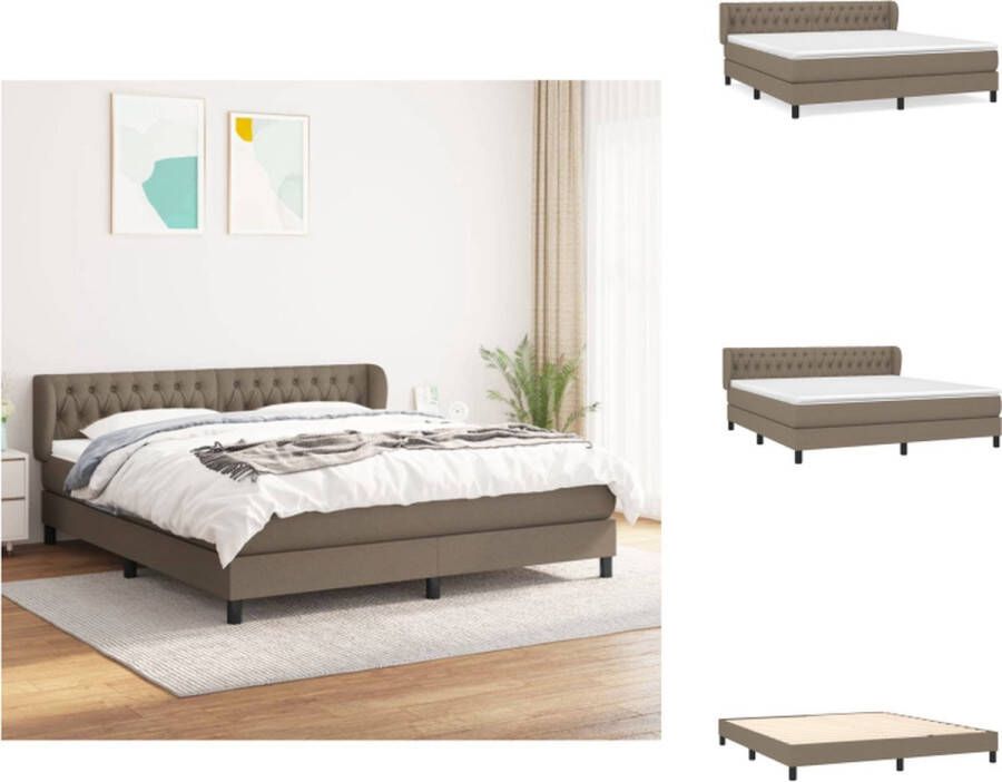 VidaXL Boxspringbed Comfort Bed 203 x 183 x 78 88 cm Taupe Stof Pocketvering Matras Middelharde Ondersteuning Huidvriendelijk Topmatras Incl Montagehandleiding Bed