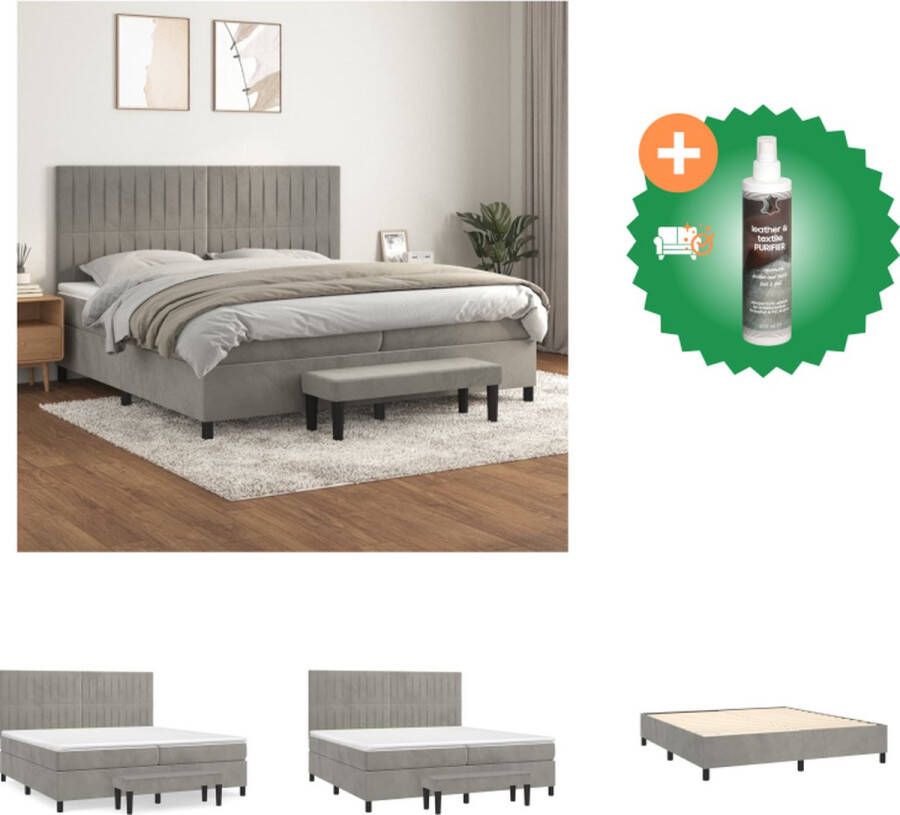 VidaXL Boxspring met matras kunstleer crèmekleurig 200x200 cm Boxspring Boxsprings Pocketveringbed Bed - Foto 2