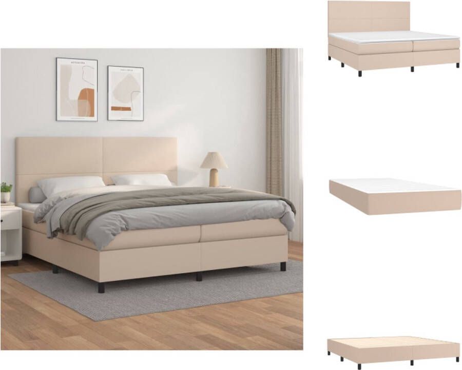 VidaXL Boxspringbed Cappuccino 203 x 200 x 118 128 cm Duurzaam kunstleer Verstelbaar hoofdbord Pocketvering matras Middelharde ondersteuning Huidvriendelijk topmatras Inclusief montagehandleiding Bed - Foto 2