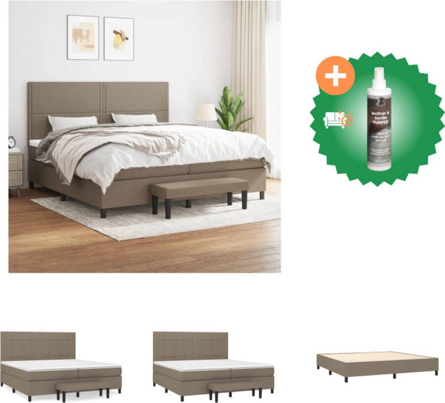 VidaXL Boxspringbed Comfort Bed 203 x 200 x 118 128 cm Taupe stof Bed Inclusief Reiniger