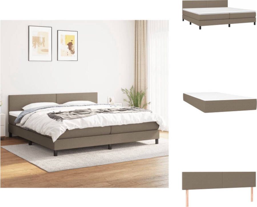 VidaXL Boxspringbed Comfort Bed 203 x 200 x 78 88 cm Taupe Pocketvering matras Middelharde ondersteuning Huidvriendelijk topmatras Bed