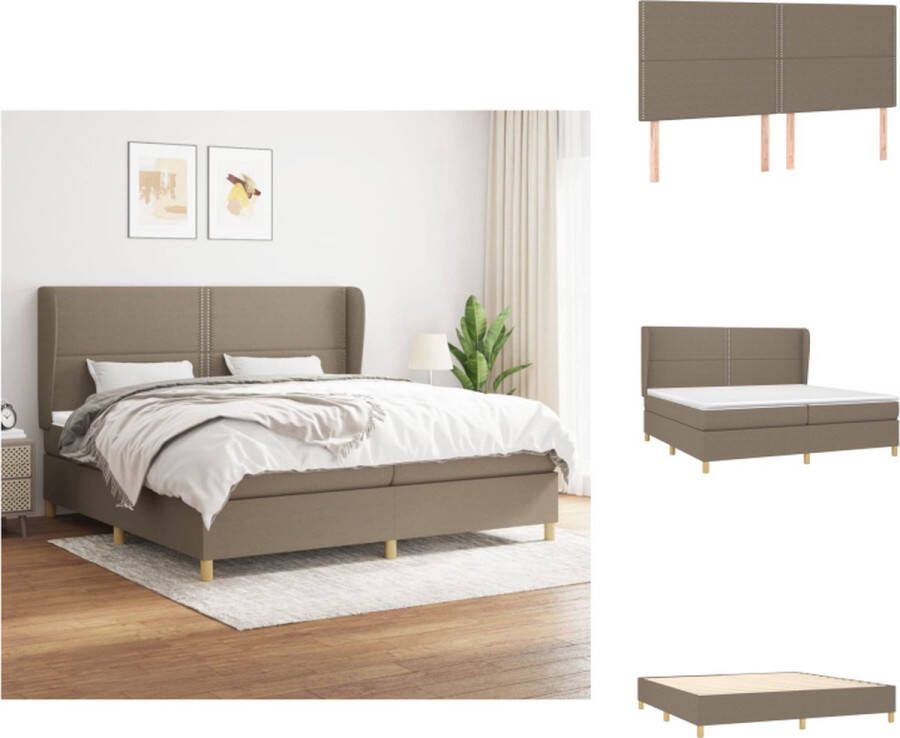 VidaXL Boxspringbed Comfort Bed 203 x 203 x 118 128 cm Taupe + Wit Pocketvering matras 100x200x20 cm Topmatras 200x200x5 cm Duurzaam materiaal Bed - Foto 5