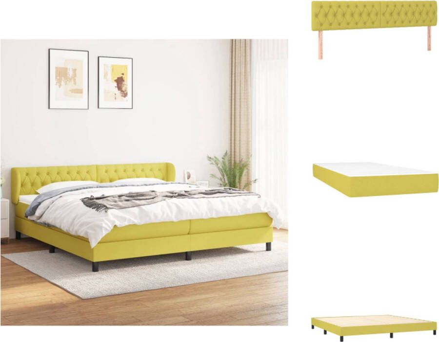 VidaXL Boxspringbed Comfort Bed 203 x 203 x 78 88 cm Groen stof larikshout multiplex samengesteld hout Bed