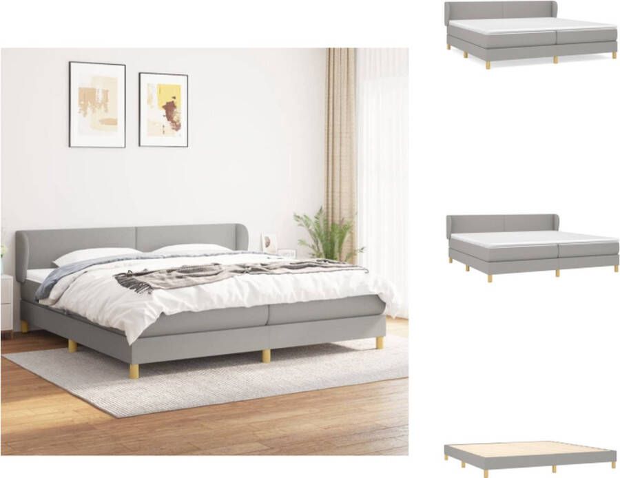 VidaXL Boxspringbed Comfort Bed 203 x 203 x 78 88 cm Lichtgrijs Inclusief 2 matrassen en 1 topmatras Bed