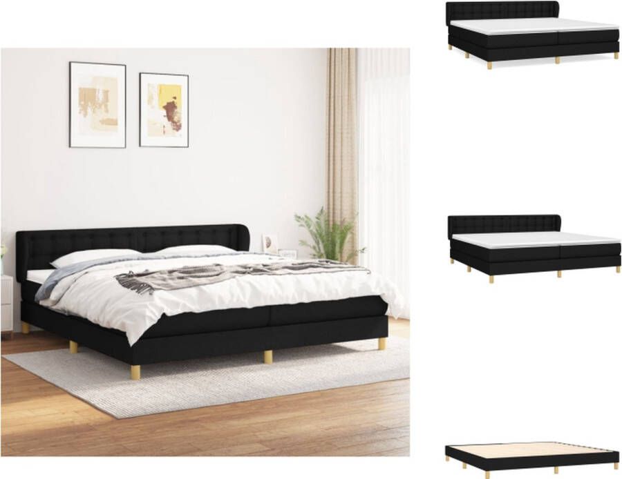 VidaXL Boxspringbed Comfort Bed 203 x 203 x 78 88 cm Zwart Pocketvering matras Middelharde ondersteuning Huidvriendelijk topmatras Bed