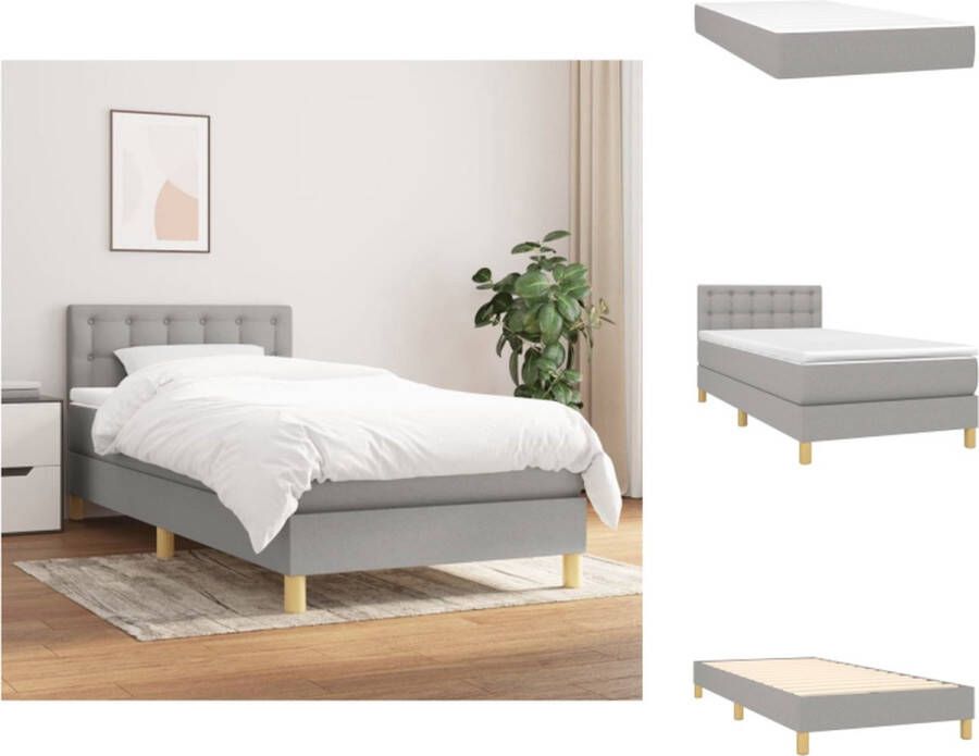 VidaXL Boxspringbed Luxe Lichtgrijs 203 x 80 x 78 88 cm Met verstelbaar hoofdbord Pocketvering matras Middelharde ondersteuning Huidvriendelijk topmatras Inclusief montagehandleiding Bed - Foto 3